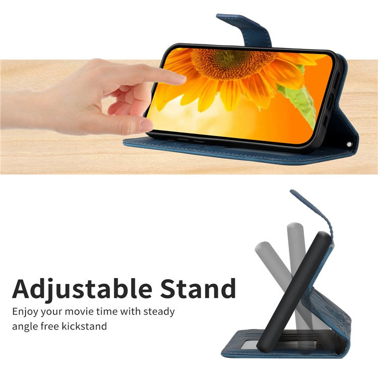 Skin-Touch Feeling Magnetic Flip Phone Case for Motorola Moto G72 5G, Splash Resistant Imprinted Sunflower Stand PU Leather Wallet Cover with Strap - Dark Blue
