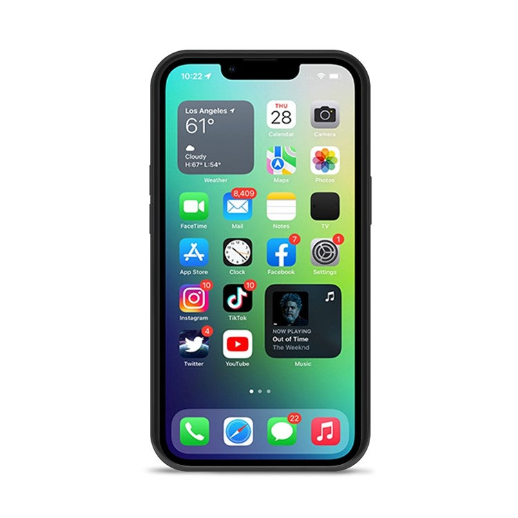 KSQ Style-C For iPhone 14 Plus PU Leather Coated TPU Back Cover Card Holder Design Phone Drop-proof Case - Blue