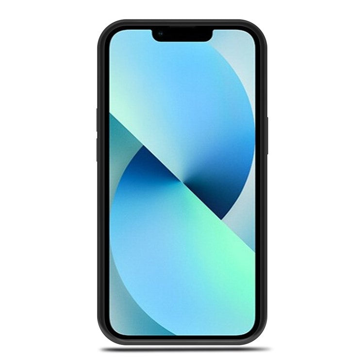KSQ Style-D For iPhone 14 Single Card Slot PU Leather Coated TPU+Cloth Protective Cover Phone Back Case - Blue