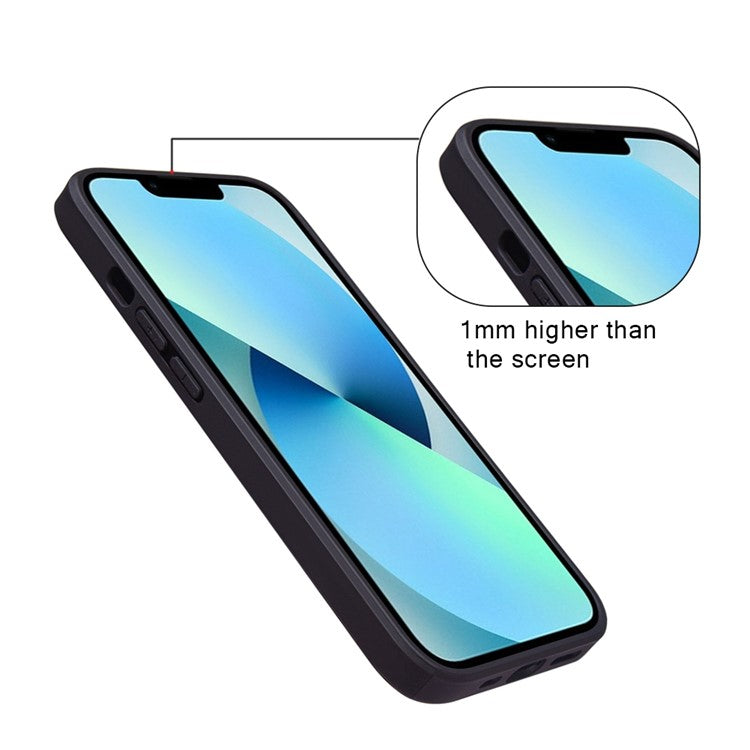 KSQ Style-D For iPhone 14 Single Card Slot PU Leather Coated TPU+Cloth Protective Cover Phone Back Case - Blue
