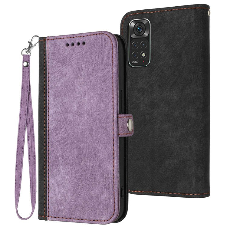 YX0020 For Xiaomi Redmi Note 11 4G (Qualcomm) / Note 11S 4G Phone Case, Bump Proof PU Leather Stand Function Dual Magnetic Clasp Flip Cover Shell with Strap - Light Purple