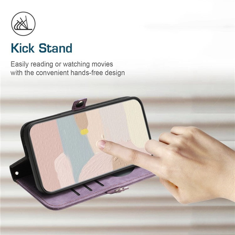 YX0020 For Xiaomi Redmi Note 11 4G (Qualcomm) / Note 11S 4G Phone Case, Bump Proof PU Leather Stand Function Dual Magnetic Clasp Flip Cover Shell with Strap - Light Purple