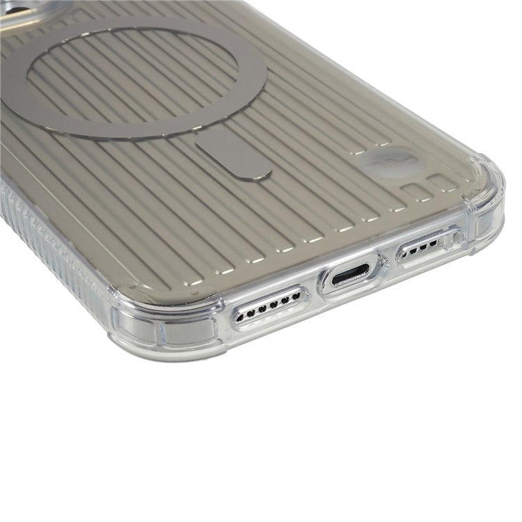 PQY Go Out Series Magnetic Phone Case for iPhone 14 Pro Max Compatible with MagSafe, PC+TPU+PET Scratch-Resistant Anti-Slip Cover - Silver