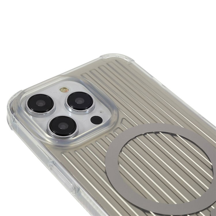 PQY Go Out Series Magnetic Phone Case for iPhone 14 Pro Max Compatible with MagSafe, PC+TPU+PET Scratch-Resistant Anti-Slip Cover - Silver