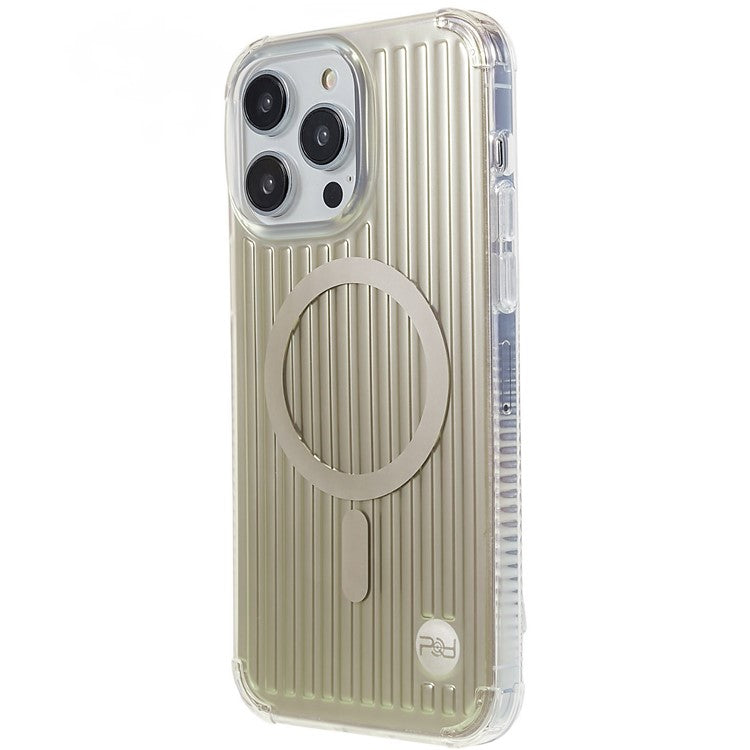 PQY Go Out Series Magnetic Phone Case for iPhone 14 Pro Max Compatible with MagSafe, PC+TPU+PET Scratch-Resistant Anti-Slip Cover - Silver