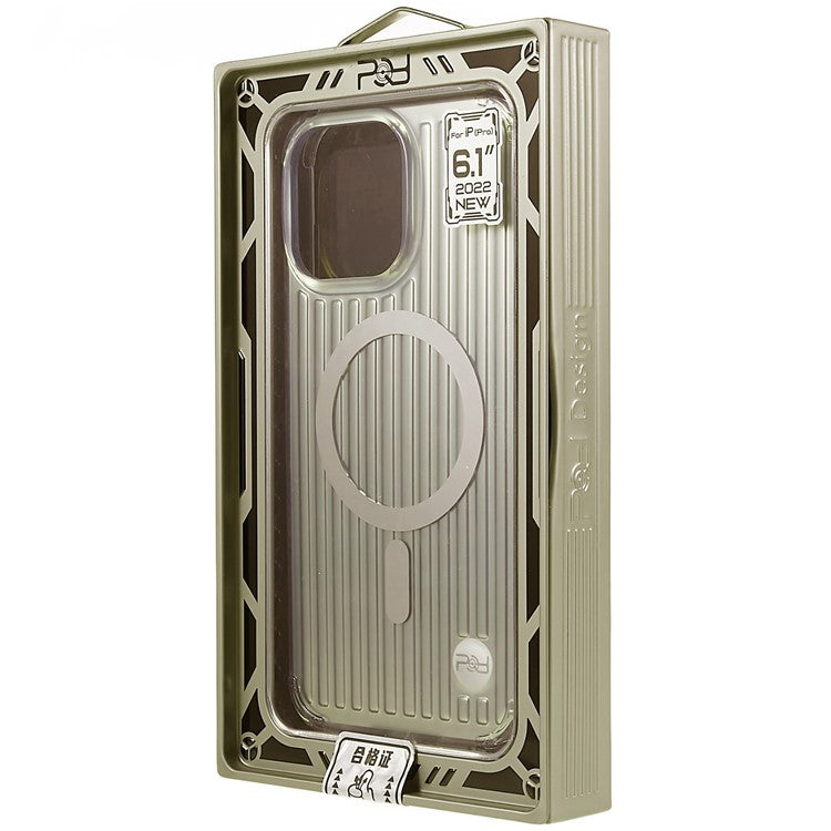 PQY Go Out Series Magnetic Phone Case for iPhone 14 Pro Max Compatible with MagSafe, PC+TPU+PET Scratch-Resistant Anti-Slip Cover - Silver