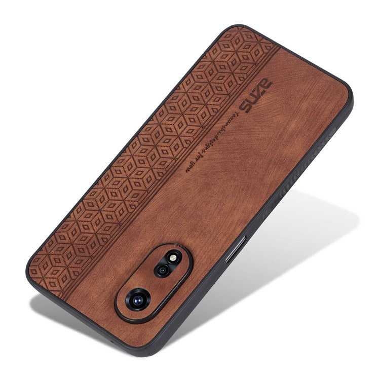 AZNS Anti-scratch Cell Phone Case for Oppo A97 5G, Imprinted Pattern PU Leather Coated TPU Protective Cover - Brown