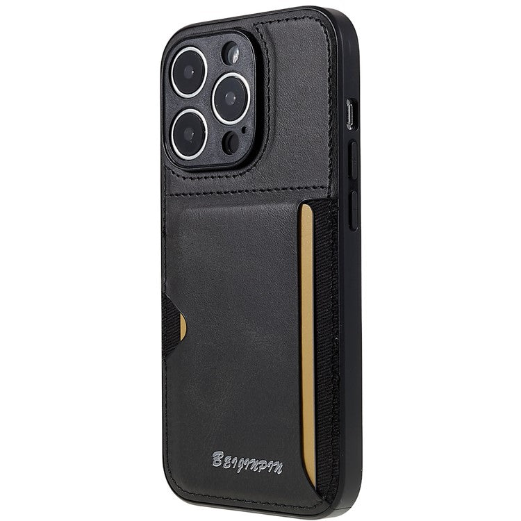 Card Slot Design Phone Case for iPhone 14 Pro, PU Leather+TPU+PC Anti-scratch Dustproof Protective Cover - Grey