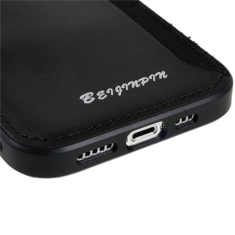 Card Slot Design Phone Case for iPhone 14 Pro, PU Leather+TPU+PC Anti-scratch Dustproof Protective Cover - Grey