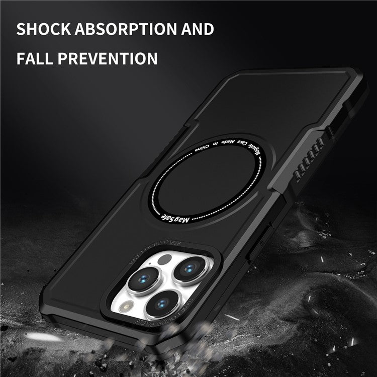 Magnetic Phone Case for iPhone 14 Pro Max, Camera Lens Frame Design PC + TPU Dual Layer Protection Cover Compatible with MagSafe - Black