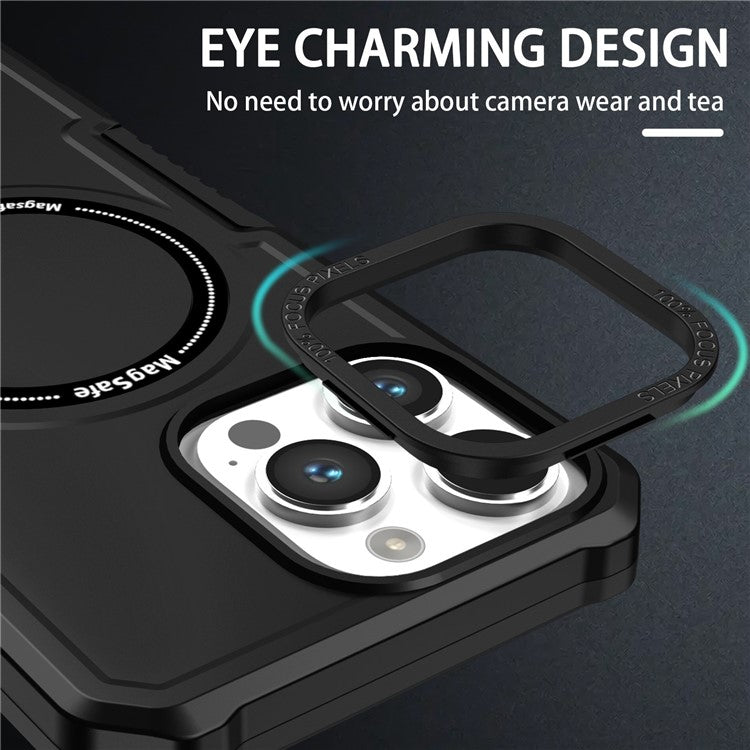 Magnetic Phone Case for iPhone 14 Pro Max, Camera Lens Frame Design PC + TPU Dual Layer Protection Cover Compatible with MagSafe - Black