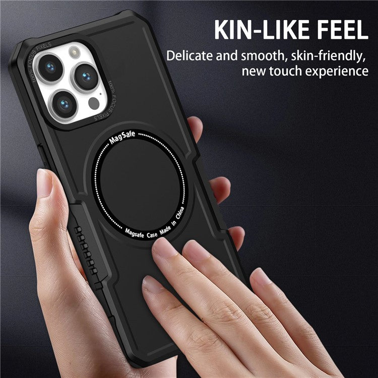 Magnetic Phone Case for iPhone 14 Pro Max, Camera Lens Frame Design PC + TPU Dual Layer Protection Cover Compatible with MagSafe - Black