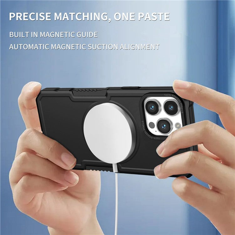 Magnetic Phone Case for iPhone 14 Pro Max, Camera Lens Frame Design PC + TPU Dual Layer Protection Cover Compatible with MagSafe - Black