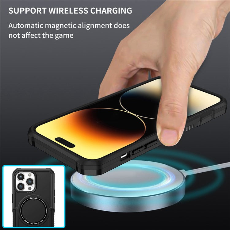 Magnetic Phone Case for iPhone 14 Pro Max, Camera Lens Frame Design PC + TPU Dual Layer Protection Cover Compatible with MagSafe - Black