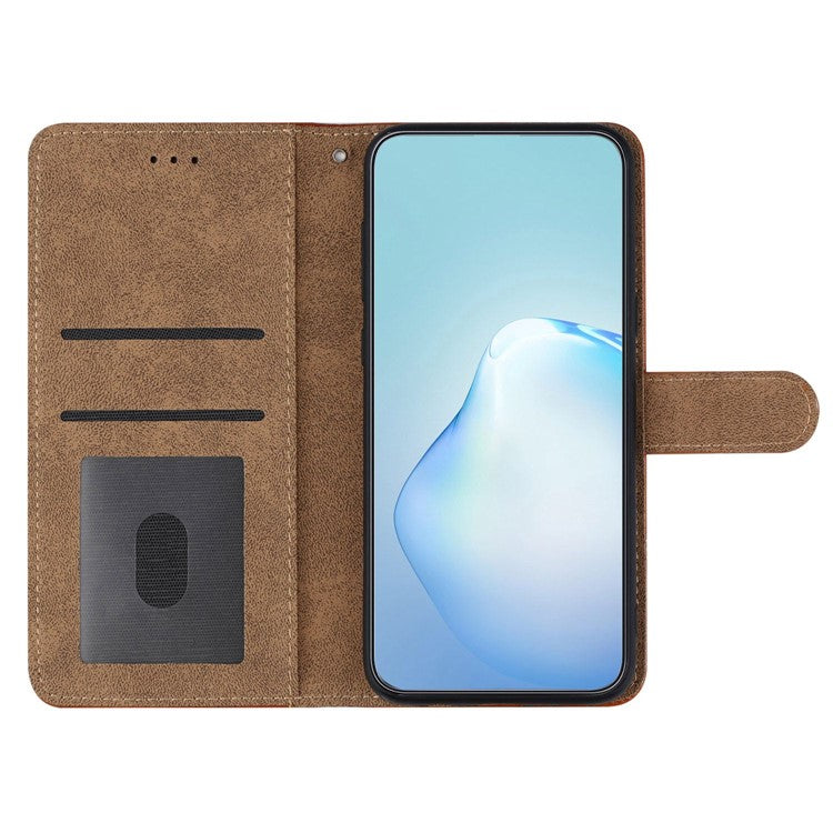 For Xiaomi Redmi 10A Cell Phone Case Wallet Skin-touch Feeling Retro PU Leather Sewing Line Decor Phone Cover - Brown