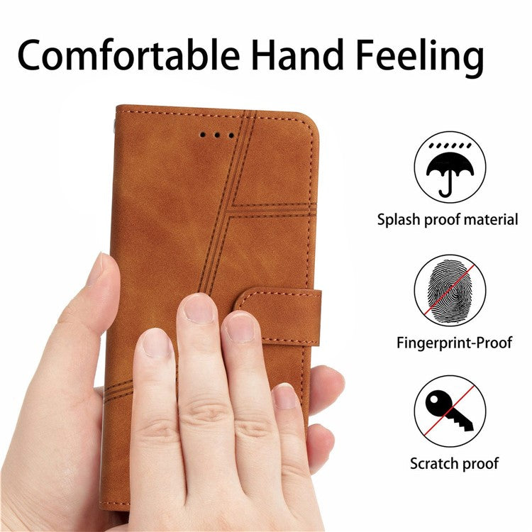 For Xiaomi Redmi 10A Cell Phone Case Wallet Skin-touch Feeling Retro PU Leather Sewing Line Decor Phone Cover - Brown