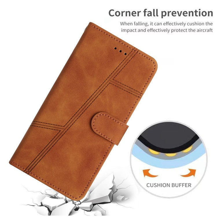 For Xiaomi Redmi 10A Cell Phone Case Wallet Skin-touch Feeling Retro PU Leather Sewing Line Decor Phone Cover - Brown