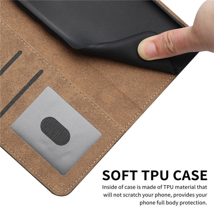 For Xiaomi Redmi 10A Cell Phone Case Wallet Skin-touch Feeling Retro PU Leather Sewing Line Decor Phone Cover - Brown