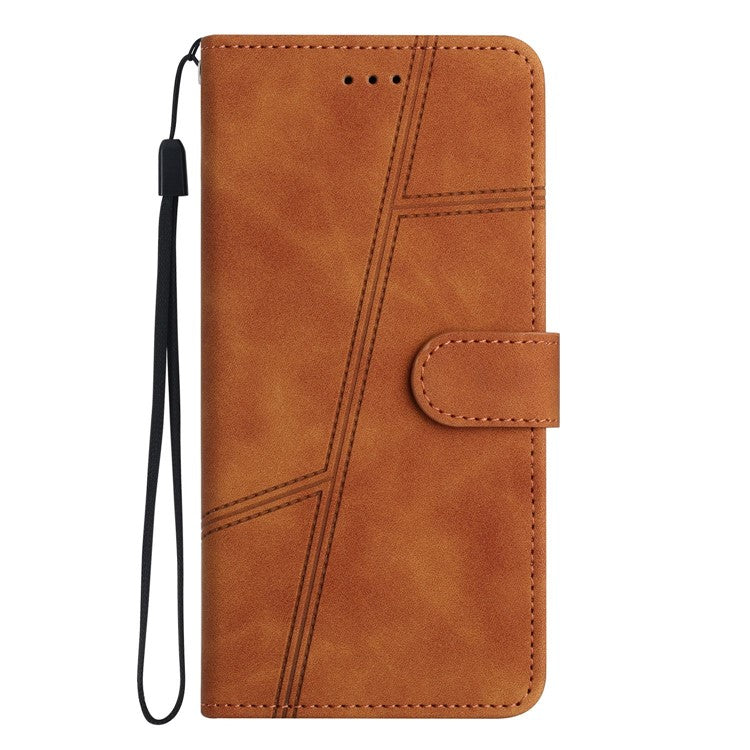 For Xiaomi Redmi 10A Cell Phone Case Wallet Skin-touch Feeling Retro PU Leather Sewing Line Decor Phone Cover - Brown
