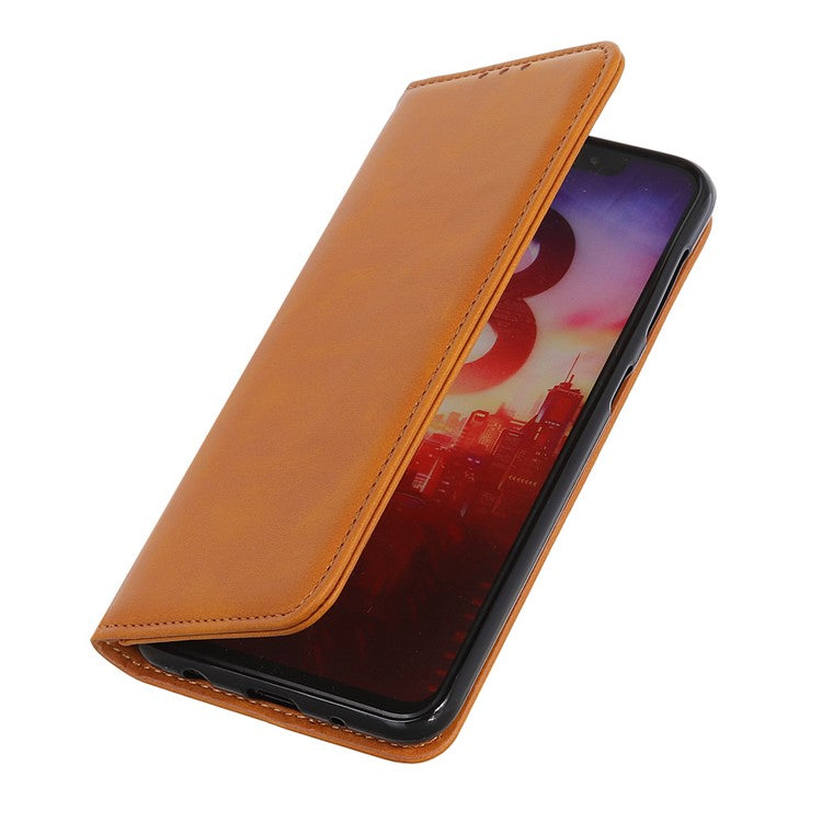 For Xiaomi Redmi Note 12 Pro 5G / Note 12 Pro Speed 5G / Poco X5 Pro 5G Shockproof Split Leather Phone Case Magnetic Auto-absorbed Cowhide Texture Flip Wallet Cover with Stand - Brown