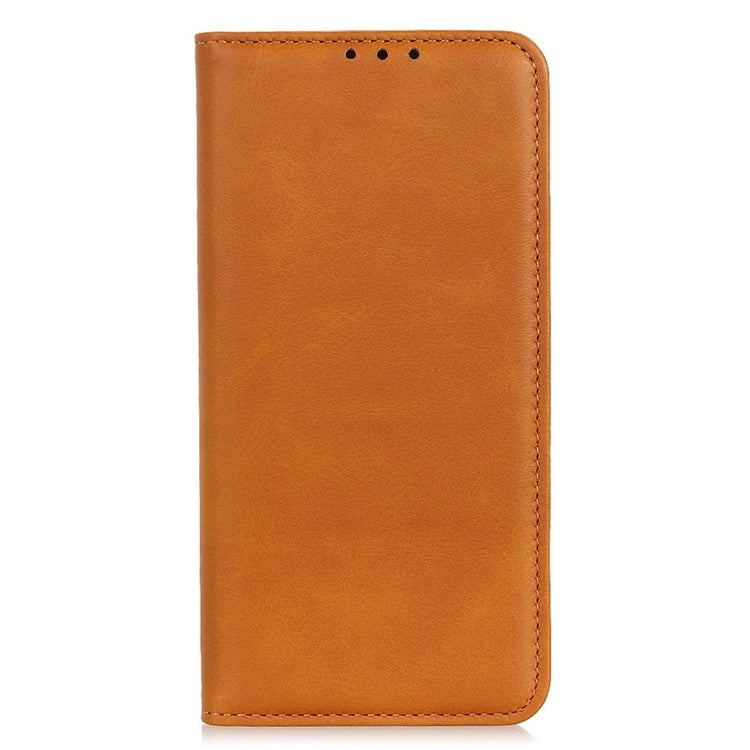 For Xiaomi Redmi Note 12 Pro 5G / Note 12 Pro Speed 5G / Poco X5 Pro 5G Shockproof Split Leather Phone Case Magnetic Auto-absorbed Cowhide Texture Flip Wallet Cover with Stand - Brown