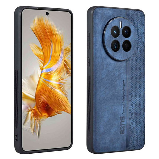 AZNS For Huawei Mate 50 4G Anti-fading Imprinted Pattern PU Leather Coated TPU Cover Anti-slip Cell Phone Case - Blue