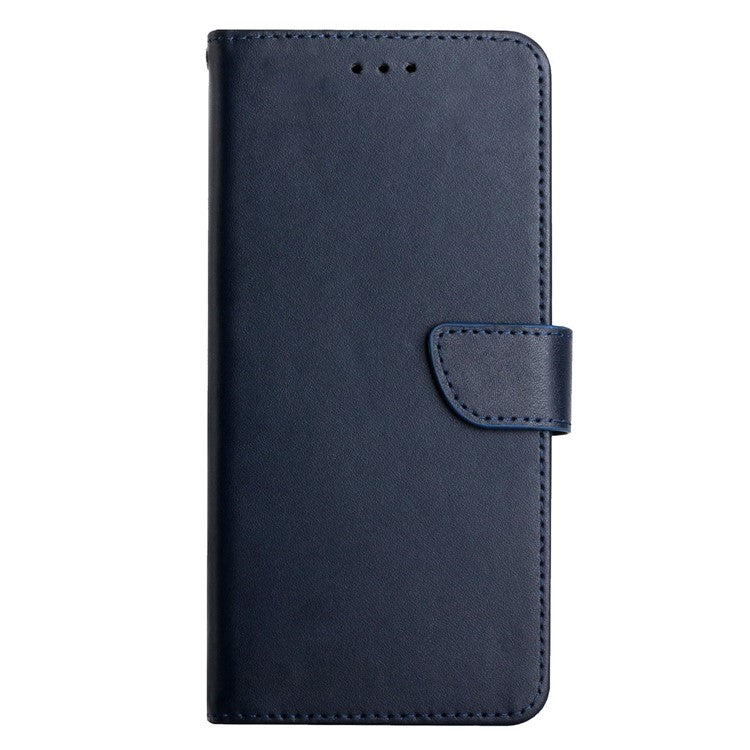 For Motorola Moto E22s 4G / E32 (India) 4G HT02 Genuine Leather Nappa Texture Wallet Case with Stand Function Flip Phone Cover Strong Magnetic Clasp Shell - Blue