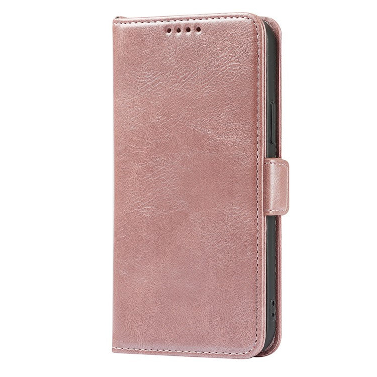 For iPhone 14 Pro Max Anti-scratch Phone Case Retro Wallet Stand Magnetic Clasp Drop Proof Flip Leather Phone Cover with Strap - Rose Gold