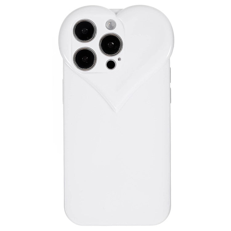 Heart Shaped Camera Protection Phone Cover for iPhone 14 Pro Max, Anti-fingerprint TPU Anti-dust Cell Phone Case - White