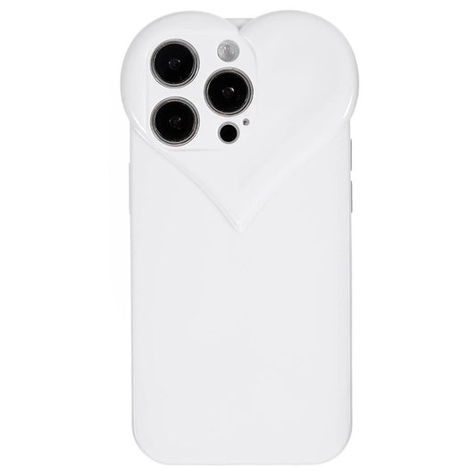 Heart Shaped Camera Protection Phone Cover for iPhone 14 Pro Max, Anti-fingerprint TPU Anti-dust Cell Phone Case - White