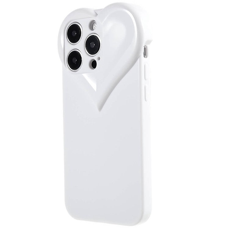 Heart Shaped Camera Protection Phone Cover for iPhone 14 Pro Max, Anti-fingerprint TPU Anti-dust Cell Phone Case - White