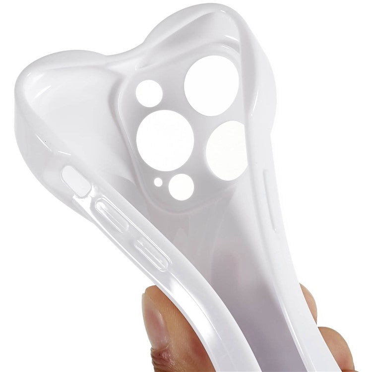 Heart Shaped Camera Protection Phone Cover for iPhone 14 Pro Max, Anti-fingerprint TPU Anti-dust Cell Phone Case - White