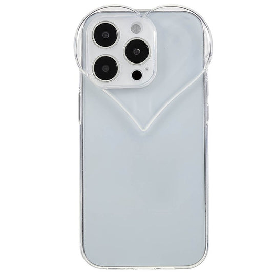 Heart Shaped Camera Protection Phone Cover for iPhone 14 Pro Max, Anti-fingerprint TPU Anti-dust Cell Phone Case - Transparent