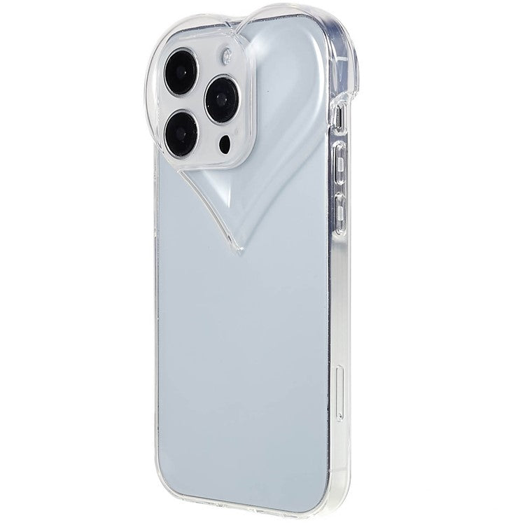 Heart Shaped Camera Protection Phone Cover for iPhone 14 Pro Max, Anti-fingerprint TPU Anti-dust Cell Phone Case - Transparent