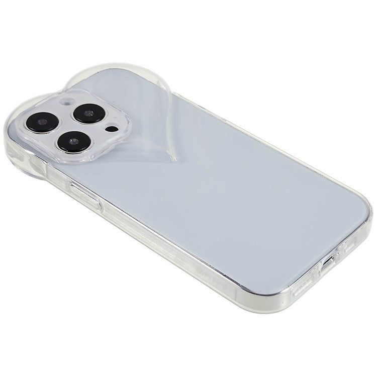 Heart Shaped Camera Protection Phone Cover for iPhone 14 Pro Max, Anti-fingerprint TPU Anti-dust Cell Phone Case - Transparent