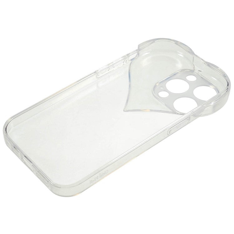 Heart Shaped Camera Protection Phone Cover for iPhone 14 Pro Max, Anti-fingerprint TPU Anti-dust Cell Phone Case - Transparent