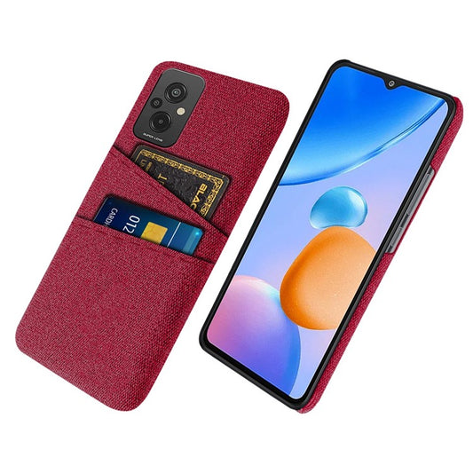 For Xiaomi Redmi 11 Prime 4G Cloth Texture Dual Card Slots Phone Case Anti-scratch Hard PC Protective Cover - Red