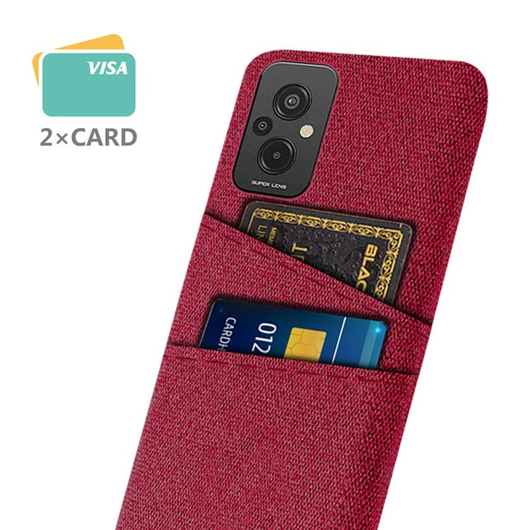For Xiaomi Redmi 11 Prime 4G Cloth Texture Dual Card Slots Phone Case Anti-scratch Hard PC Protective Cover - Red
