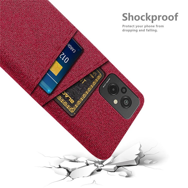 For Xiaomi Redmi 11 Prime 4G Cloth Texture Dual Card Slots Phone Case Anti-scratch Hard PC Protective Cover - Red