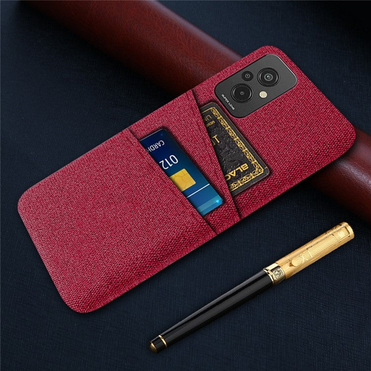 For Xiaomi Redmi 11 Prime 4G Cloth Texture Dual Card Slots Phone Case Anti-scratch Hard PC Protective Cover - Red