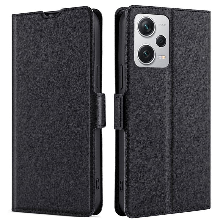 For Xiaomi Redmi Note 12 Pro+ 5G Card Slot Design Ultra-slim Book Style Folio Flip PU Leather Cover Stand Inner TPU Phone Case - Black