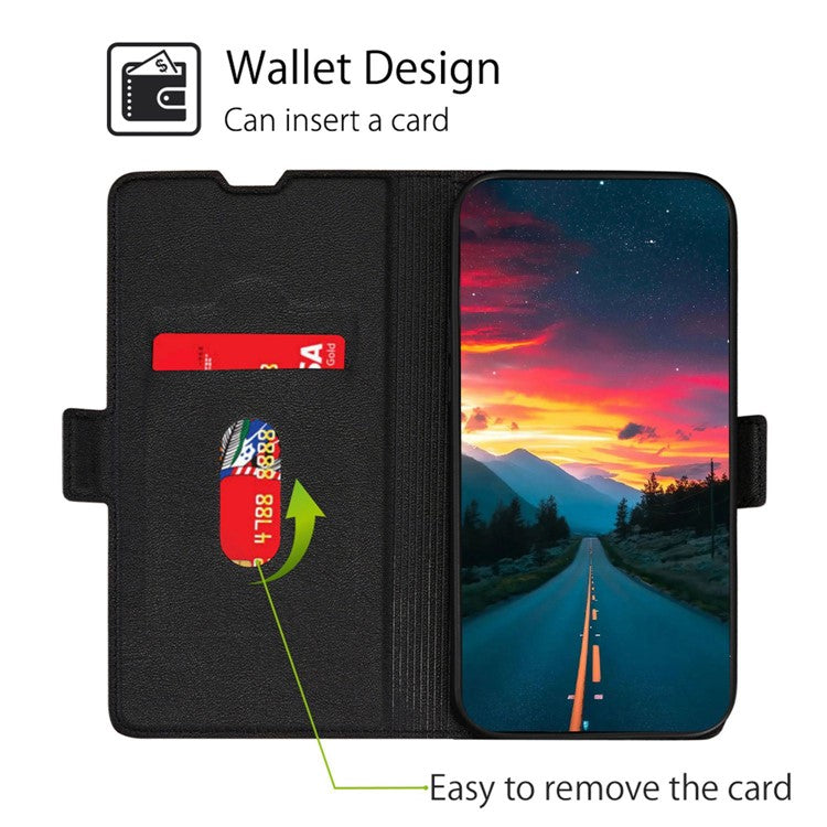 For Xiaomi Redmi Note 12 Pro+ 5G Card Slot Design Ultra-slim Book Style Folio Flip PU Leather Cover Stand Inner TPU Phone Case - Black