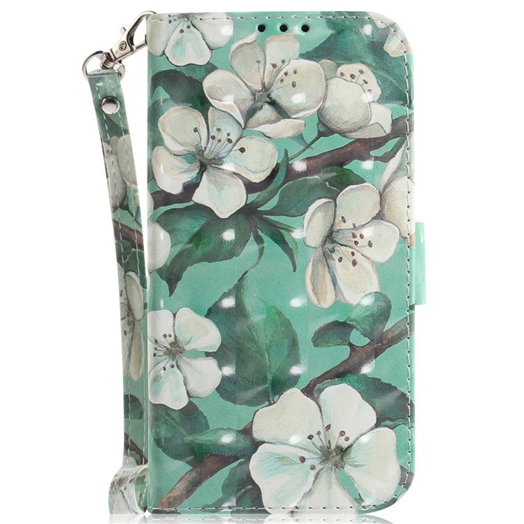 3D Pattern Printing Phone Cover for Huawei nova Y70 Plus 4G, Well-protected PU Leather Stand Wallet Phone Case with Strap - Watercolor Flowers