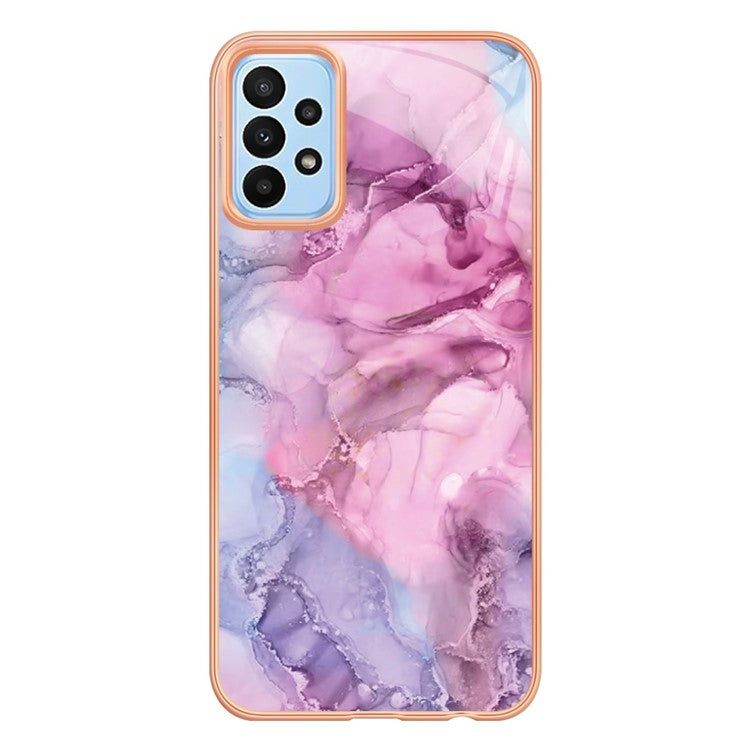 YB IMD Series-16 Style E for Samsung Galaxy A23 4G / A23 5G (Global Version) 2.0mm IMD Marble Pattern TPU Cover Anti-scratch Electroplating Phone Cover - Rose