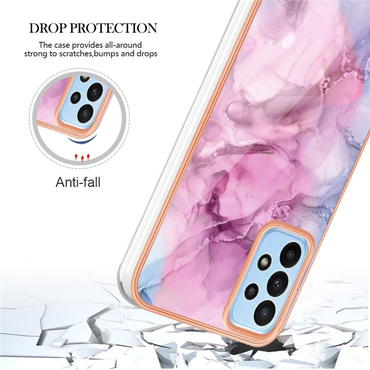 YB IMD Series-16 Style E for Samsung Galaxy A23 4G / A23 5G (Global Version) 2.0mm IMD Marble Pattern TPU Cover Anti-scratch Electroplating Phone Cover - Rose