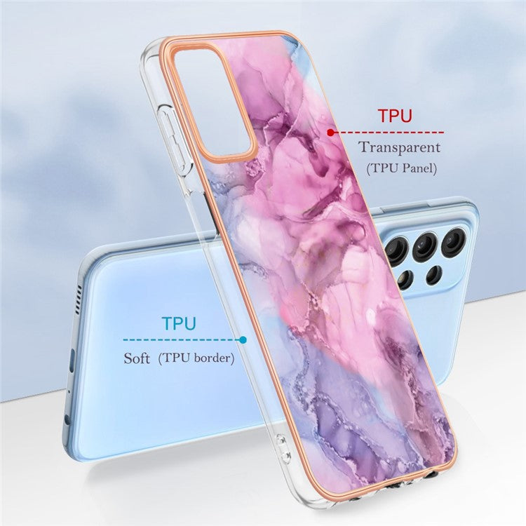YB IMD Series-16 Style E for Samsung Galaxy A23 4G / A23 5G (Global Version) 2.0mm IMD Marble Pattern TPU Cover Anti-scratch Electroplating Phone Cover - Rose