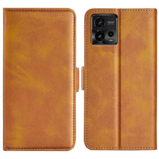 Cell Phone Cover For Motorola Moto G72 4G PU Leather Dual Magnetic Clasp Calf Texture Stand Phone Case Wallet - Yellow