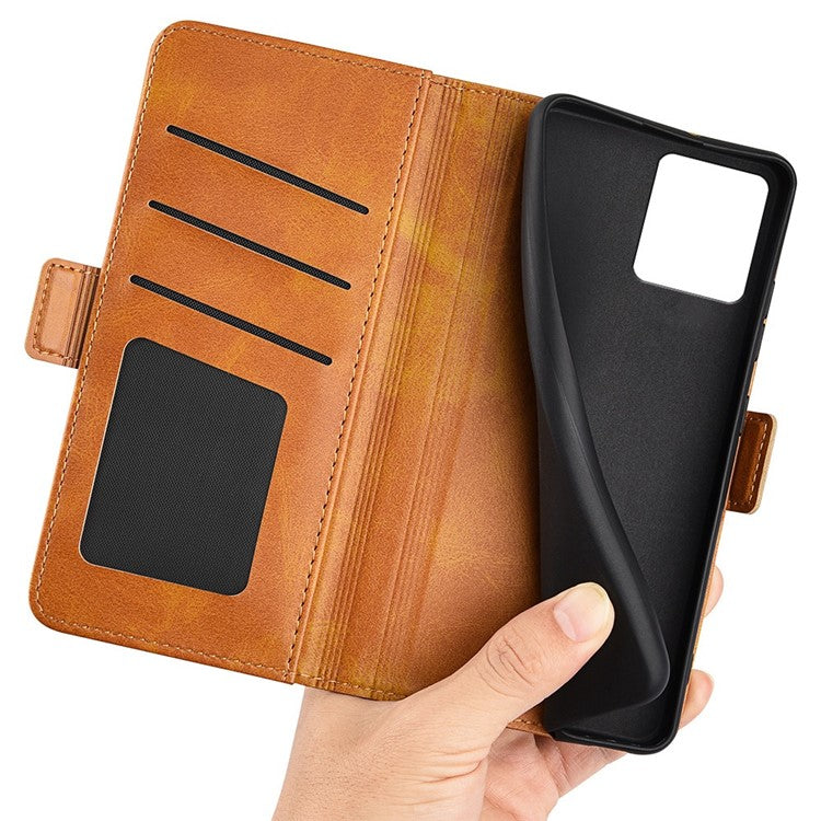 Cell Phone Cover For Motorola Moto G72 4G PU Leather Dual Magnetic Clasp Calf Texture Stand Phone Case Wallet - Yellow