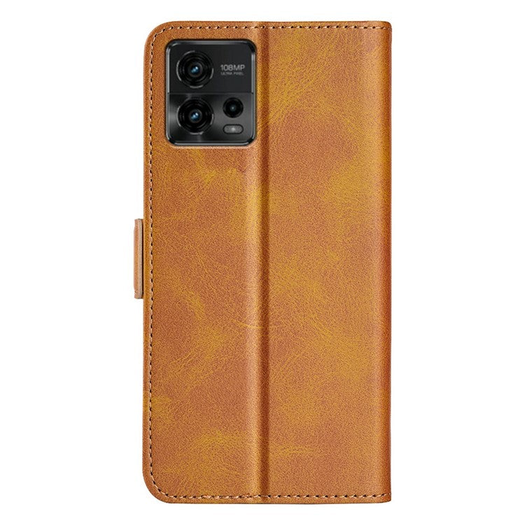 Cell Phone Cover For Motorola Moto G72 4G PU Leather Dual Magnetic Clasp Calf Texture Stand Phone Case Wallet - Yellow