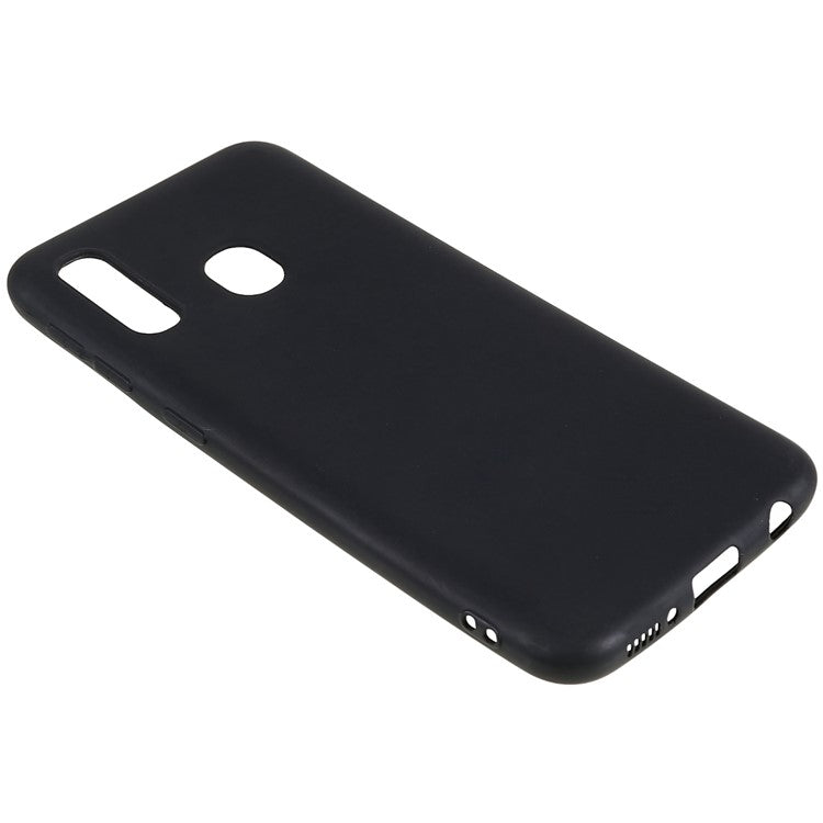 For Samsung Galaxy A20e Raised Bezel Protection Phone Case Black Matte Flexible TPU Protective Cell Phone Cover